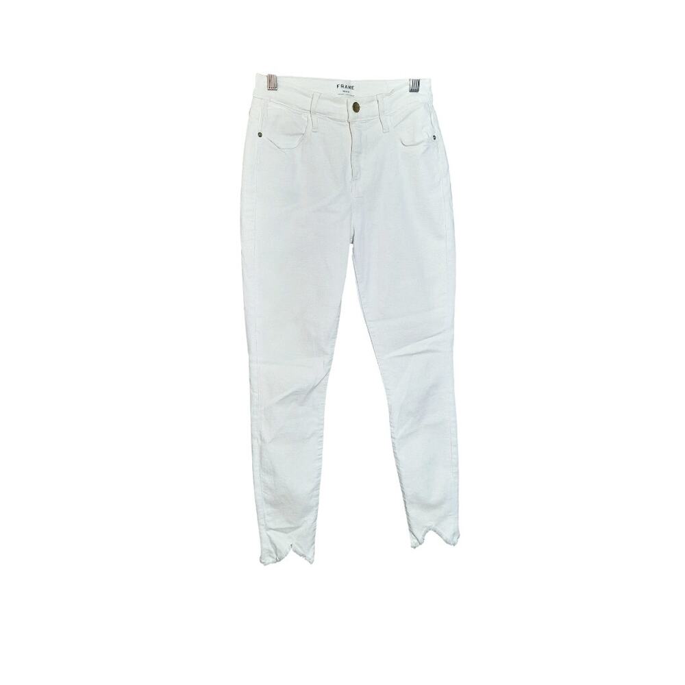 Frame Le High Skinny Double Triangle Raw Blanc Womens White Jeans Size 26